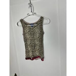Vintage 90s Y2K Limited Too Cheetah Sequin Ribbed Stretch Tank Top Girl's 14